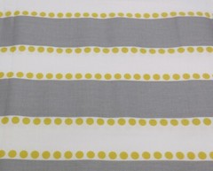 4+ yds Linen Fabric Gray White Striped Yellow Dots Dotted Lines Home Décor