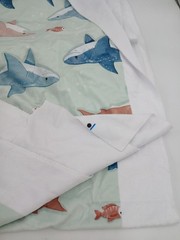 Shark Print Plush Minky Microfiber Fabric 60″ x 106″ Mint Kids