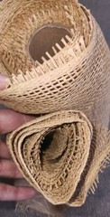 Lot of Open Weave Brown Jute Fabric On The Roll Burlap
