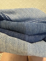 Vtg stretch knit 70s fabric remnant quilted denim print 45 inches x 66 inches
