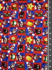 Super Mario Squares Custom Cotton Fabric FQ 18” By 28” New
