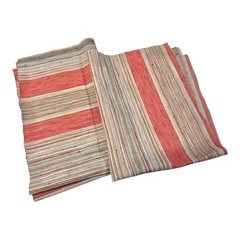 2pc Red Striped Woven Fabric Remnant Upholstery Scraps Crafting Boho Rustic DIY
