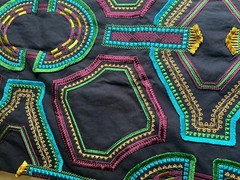 2+YDS Scalamandré Fabric Heavy Embroidery Blue Crewel KAYAPO PERROQUET 51″ x 88″