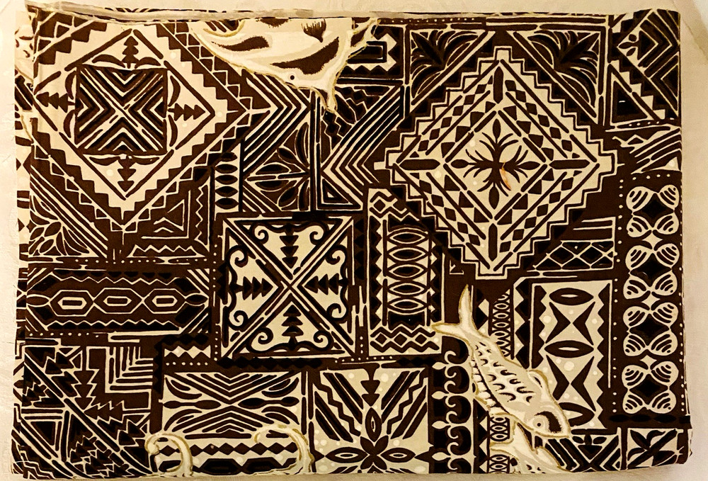Cotton Tribal African Fabric Beige & Brown Print MUDCLOTH DESIGN 2 2/3 yds x 36″