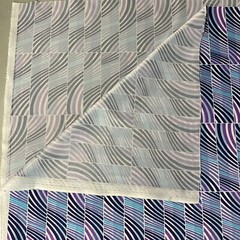 5 1/2 Yards Geometric Striped Curvy Purple Blue Stretch Knit Fabric 60″ W