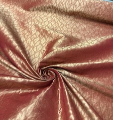 Silk Jacquard Brocade Fabric: Goldfish Beige Leaf Design – 54″ Wide