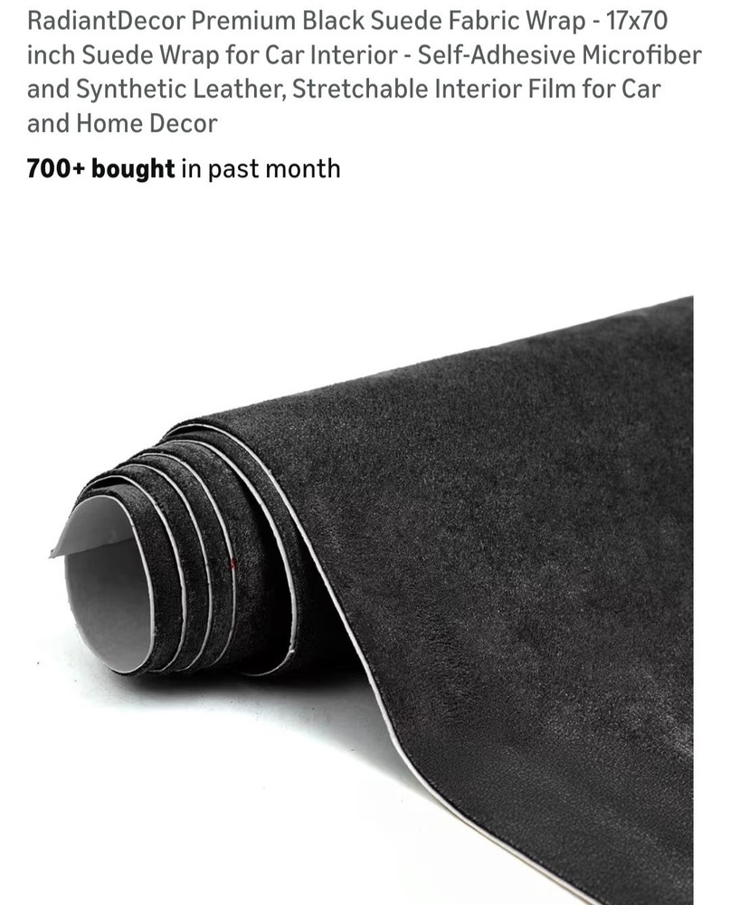RadiantDecor Premium Black Suede Fabric Wrap-17 X 70-NEW IN ORIGINAL BOX