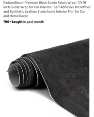 RadiantDecor Premium Black Suede Fabric Wrap-17 X 70-NEW IN ORIGINAL BOX