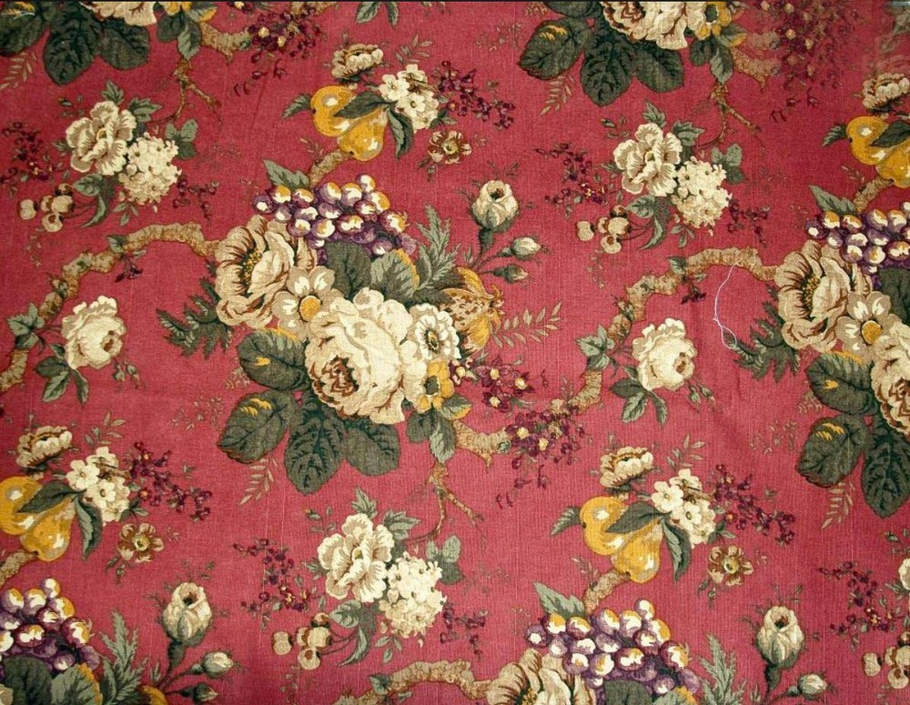 Raymond Waites Conservatory Fruit Pears Grapes Decorator Fabric 27″ L x 54″ W