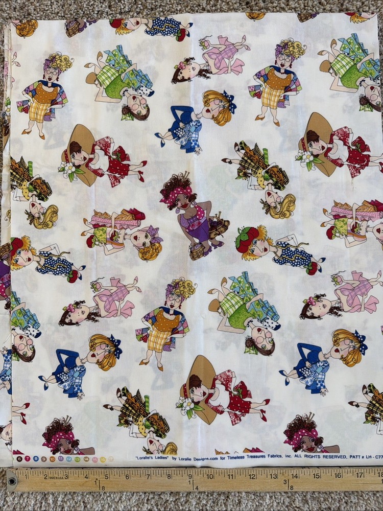 Loralie Designs Harris Fabric Ladies Toss Cotton Sewing Notions Quilt Half yard