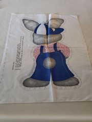 Spring Mills Cut-Out #7508 BUNNY RABBIT BLUE OVERALLS Fabric Panel – Uncut VTG