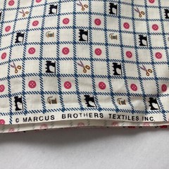 Marcus Brothers Vintage Sewing Themed Fabric, 3 Yards, Sewing Machines, Scissors