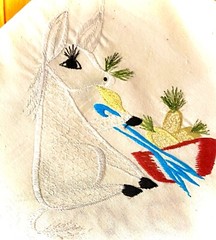 Handcrafted ” DAYS OF WEEK” SPANISH- EMBROIDERED DISH CLOTHS.SET OF FOUR.