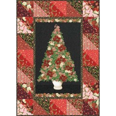 Robert Kaufman – Holiday Flourish Peppermint Twist – 24″ Tree Panel Black