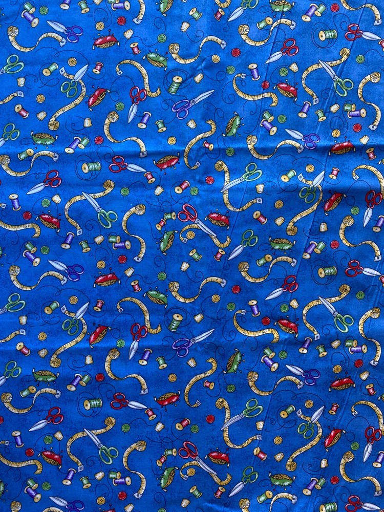 SIGNATURE CLASSICS~Oakhurst Textiles Fabric~SEWING NOTIONS TOSS~Measure Tape~Pin