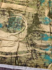 Lonni Rossi Patt 2886 Metallic Gold Teal Vintage Green Mix Fabric 1.50 Yards