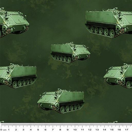 Remembering Vietnam War ANZACS Armoured Personnel Carrier Jungle Fabric 1/2 YD