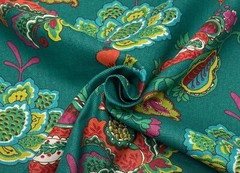 RICHLOOM LEBEAU TEAL GREEN RED LARGE FLORAL MULTIPURPOSE FABRIC BY YARD 54″W