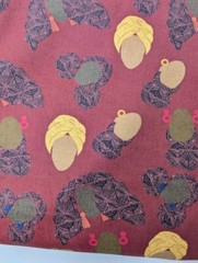 8 Yards African American Cultural Pride Black Faces Cotton Fabric Red NEW