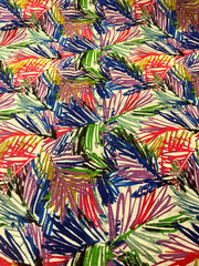 Abstract Multicolor Linen Fabric Brushstroke Print Medium Weight 55” Wide