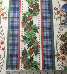 Quilting Treasure – Christmas Garland Border Stripe- Blue Quilting BTY Fabric