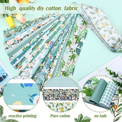 40 PCS Blue Green Floral Fabric Strips 2.55 Inch Jelly Roll Quilting Patchwork