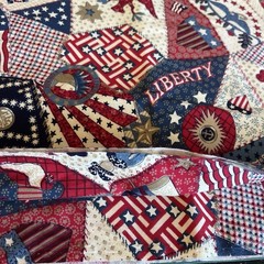 Americana Patriotic Country Stars Stripes Colonial Crazy Patchwork Cheater 2.5 Y