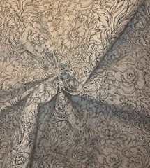 Black/White Allover Peonies 100% Cotton Fabric
