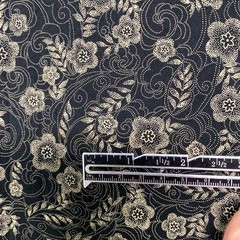 Jo-ann Black Beige Filigree Floral Fabric Cotton Quilting Cottagecore 2.8 yd