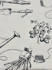 Ralph Lauren Home Fabric Garden Shop Toile RARE +/- 3 YDS Wide Width Cream Black