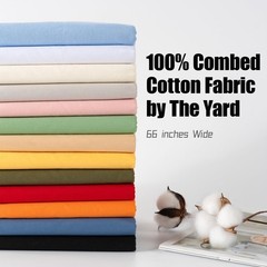 100% Combed Cotton Fabric by The Yard, 66 inches Wide, Premium Soft Breathabl…
