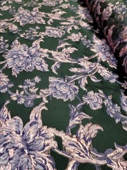 Pink Mauve Floral Brocade Fabric Sold By The Yard Black Organza Bridal Prom Dres