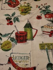 VINTAGE Lovely Vat Screen Print Pantry Cotton Home Decor Fabric