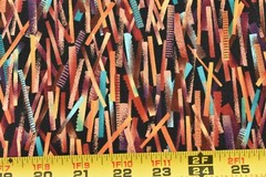 By 1/2 Yd, Colorful Sticks with Metallic-Copper Quilt Cotton, Kaufman/Kahn,P2922