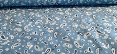 Western bandana cowboy Robert Kaufman Sevenberry denim blue paisley BTY