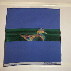 square by design Duck Woven Fabric Panel Embroidered Tapestry. Brand New. Tan