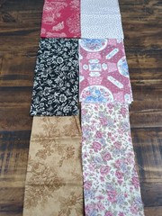 Lot of Fabric, multicolor, floral and squares, 6.7oz