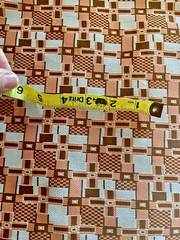 VTG 60-70’s MOD Double Knit Polyester Geometric Cross Squares Checkered 62″x50″