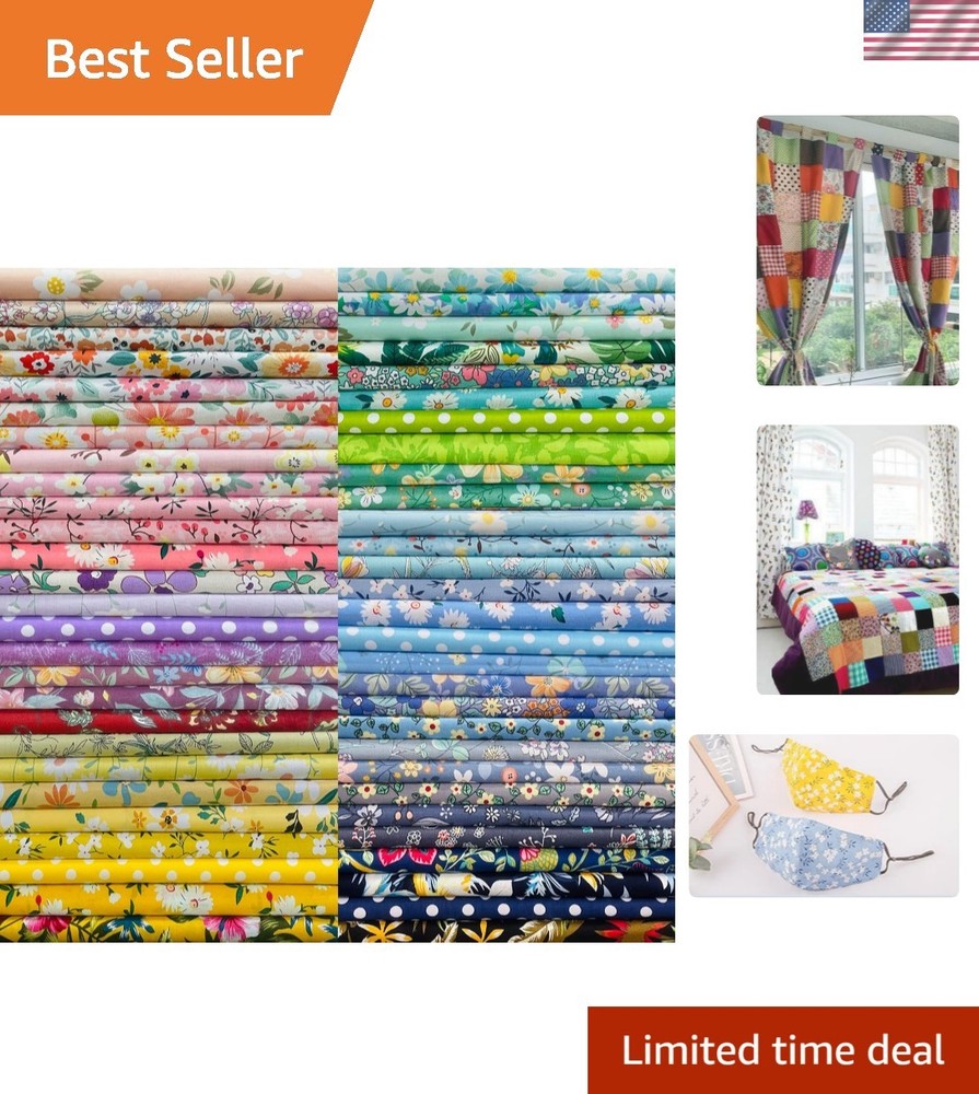 Vibrant Floral 10″x10″ Fabric Squares – 50 Pieces, Ideal for Quilting & Crafts