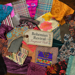 Boho Revival Fragment Pack, 30 Vintage & Reclaimed Fabric Pieces, Textile Art