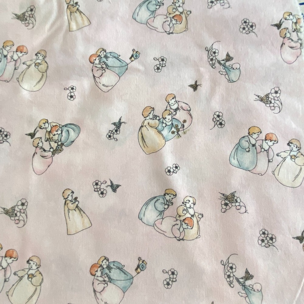 Remnant Children Playing Fabric Pastel Pink Cotton 36×40
