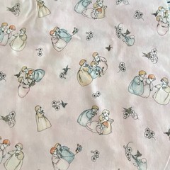 Remnant Children Playing Fabric Pastel Pink Cotton 36×40