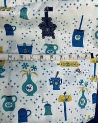 VTG 50-60`s Kitschy Kitchen & Parlor Decor on White Turquoise & Stars BTHY