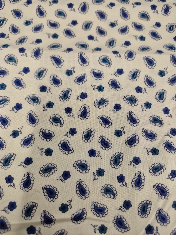Schwartz Liebman Fabric 20×44 Blue Paisley Floral Vintage Remnant