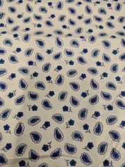 Schwartz Liebman Fabric 20×44 Blue Paisley Floral Vintage Remnant