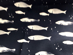 Navy Fish Outdoor Fabric Upholstery Pillow Deck Chair Cushion 2.5 Yard Lot