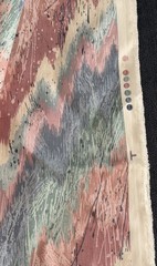 VTG 80s Stanley King Chevron Flame Fabric Screen Print Blue Pink Green 56 X 82