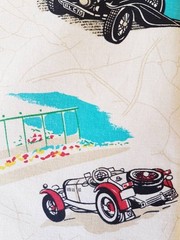 VTG Novelty Antique Cars Tossed on Map Detail by Princess Fabric # 309 BTHY