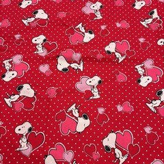 1 Yard x 43” PEANUTS SNOOPY HEART TOSS VALENTINE POLKA DOTS FABRIC RED CP66042