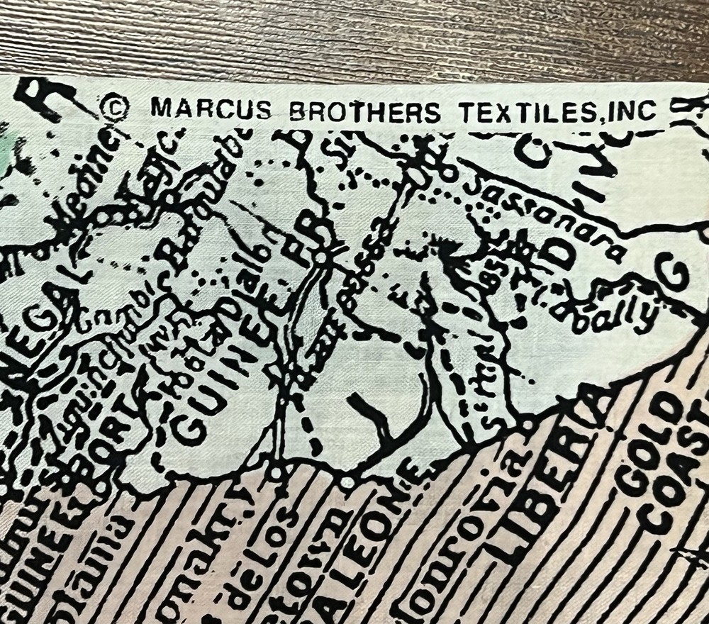 Vtg Marcus Brothers Textiles Fabric African Map Toile Themed On Pink 108” X 44”